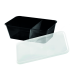 Black rectangular PP plastic 2-compartments box with transparent lid  175x120mm H60mm 750ml