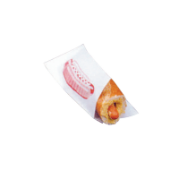 White greaseproof paper hot-dog bag open on 2 sides