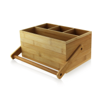 Bamboo cutlery tray with 4 compartments