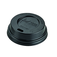 Black PS plastic coffee cup lid with hole