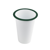 Enamel cup white and green rim