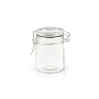 Mini glass jar with black silicone seal
