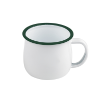 Enamel mug white and green rim