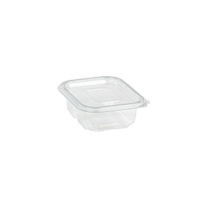 Rectangular clear PET box with hinged lid 120x110mm H25mm 150ml