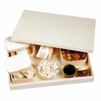 "Saga" lunch box with a set of 4 wooden boxes and cutlery  430x290mm H68mm