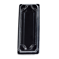 Zwarte PS plastic sushibak met transparant PET deksel Suky  225x95mm H40mm