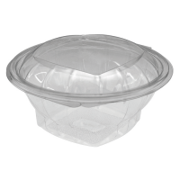 Round transparent PET salad bowl with hinged lid   H60mm 750ml