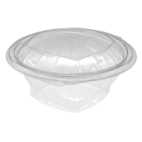 Round transparent PET salad bowl with hinged lid   H56mm 500ml
