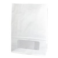 White paper bloomer bag with window 150x75mm H220mm