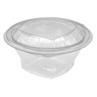 Round transparent PET salad bowl with hinged lid   H48mm 250ml