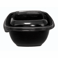 Square black PET salad bowl with transparent lid  130x130mm H60mm 480ml