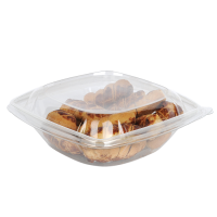 Square transparent PET salad bowl with lid   190x190mm H75mm 1000ml
