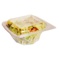 Square transparent PET twirl salad bowl   195x195mm H55mm 750ml