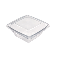 Square transparent RPET salad bowl   195x195mm H70mm 1000ml