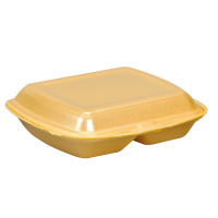 Yellow EPS 2-compartments clamshell  208x245mm H68mm