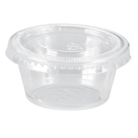 Pot plastique PP transparent avec couvercle PET plat