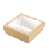 Brown square "Kray" cardboard box with PLA window lid  205x205mm H40mm 1300ml
