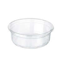 Round transparent PET Deli container with flat lid  H45mm 240ml