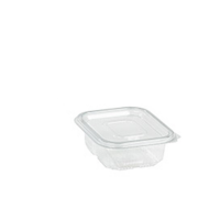 Rectangular clear PET box with hinged lid 120x110mm H40mm 250ml