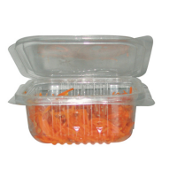Square clear PET box with hinged lid 255x162mm H82mm 1500ml