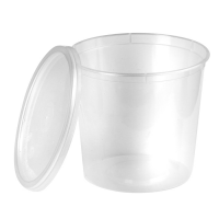 Clear round PP plastic box with lid 870ml Ø120mm  H125mm