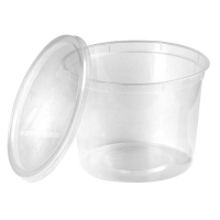 Clear round PP plastic box with lid 650ml Ø120mm  H87mm