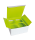 Boîte carton cup cake avec insert vert (pour 4 pcs) 170x170mm H85mm