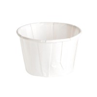 Witte geplooide papieren pot met dispenser 60ml Ø54mm  H35mm