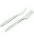 White PLA cutlery kit 2 / 1: knife fork, wrap  H180mm