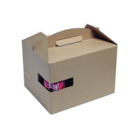 Boîte carton kraft avec poignée "LunchNGo"  300x200mm H175mm