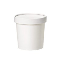 Pot carton blanc chaud et froid avec couvercle carton 350ml Ø90mm  H85mm
