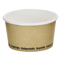 White biodegradable soup cup with "Nature" design 340ml Ø114mm  H63mm