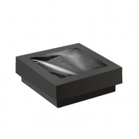 Black square "Kray" cardboard box with window lid  115x115mm H40mm