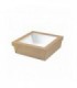 Brown square "Kray" cardboard box with window lid  265x265mm H50mm 3000ml