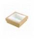 Brown square "Kray" cardboard box with window lid  155x155mm H50mm 900ml