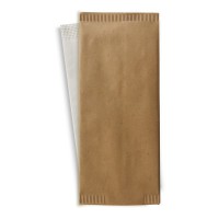 Papieren zakje beige voor bestek met wit servet 110x250mm