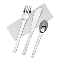 Stainless steel 3 / 1 cutlery kit: fork knife spoon, transparent wrap  H160mm