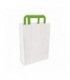 Papieren zak wit met groen gerecyclede handvaten 260x170mm H280mm