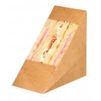 Kraft cardboard double sandwich wedge with window  72x123mm H123mm