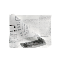Witte papieren zak vetbestendig als krant gedrukt aan 2 kanten geopend voor mand en kegels