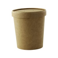 Pot carton brun chaud et froid avec couvercle carton   H100mm 470ml