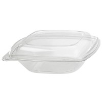 Square transparent PET salad bowl with lid   190x190mm H65mm 750ml