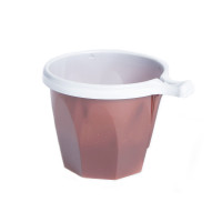 Tasse à café plastique PS bicolore marron  H60mm 170ml