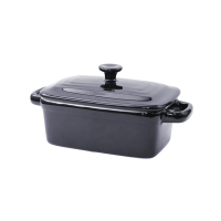 Mini rectangular casserole with black porcelain lid