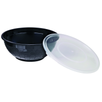 Round black PP plastic bowl with transparent lid 200ml 5,50 x 5,50 x 5,90cm